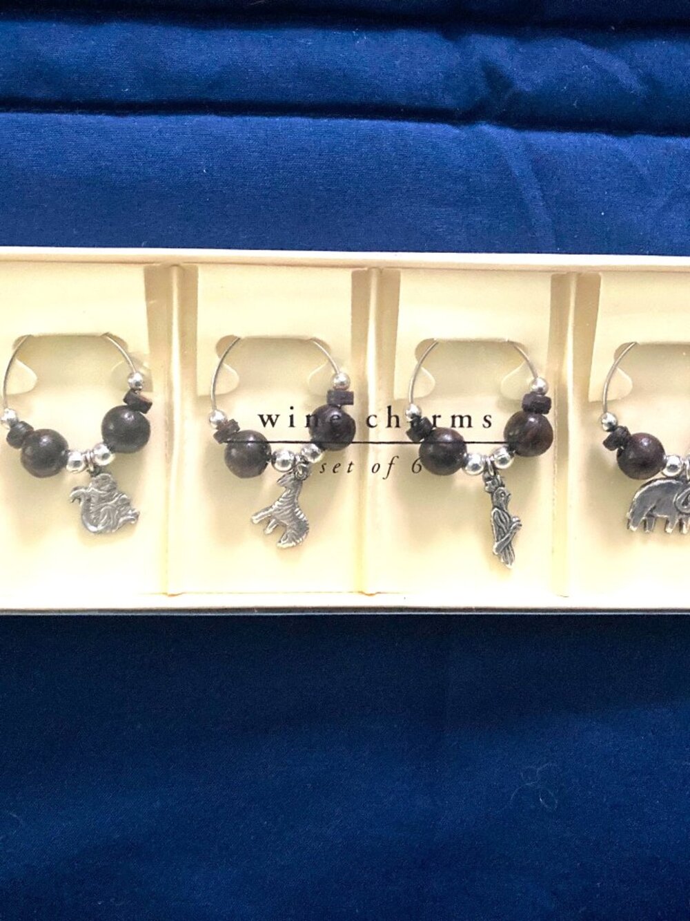 Pier 1 One Imports Wine Bottle Animal Charms With Bead 6pc NEW Jungle Animals